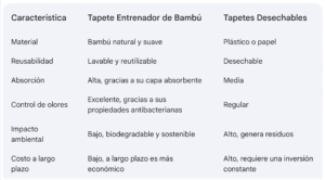 Comparativa Tapetes Entrenadores de Bambú vs. Desechables